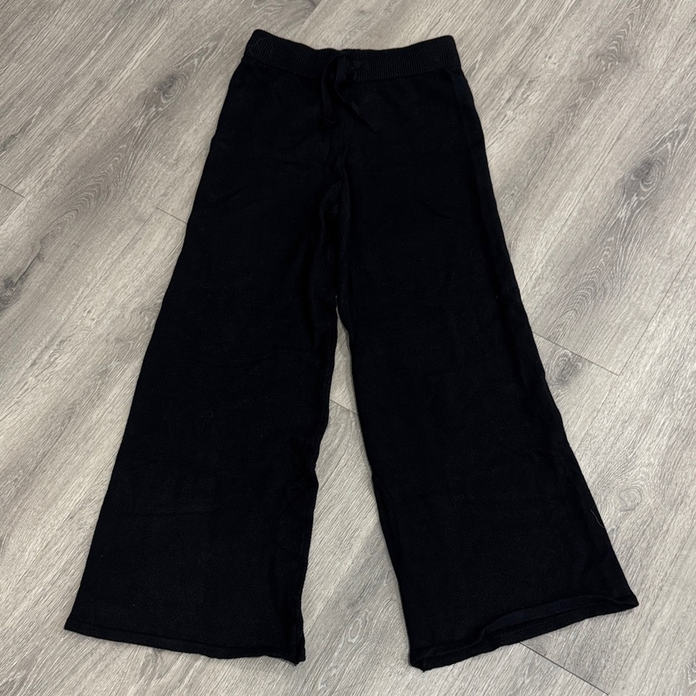 Women’s Lounge Black Wide-Leg Drawstring Pants Soft Sweatpants Workout